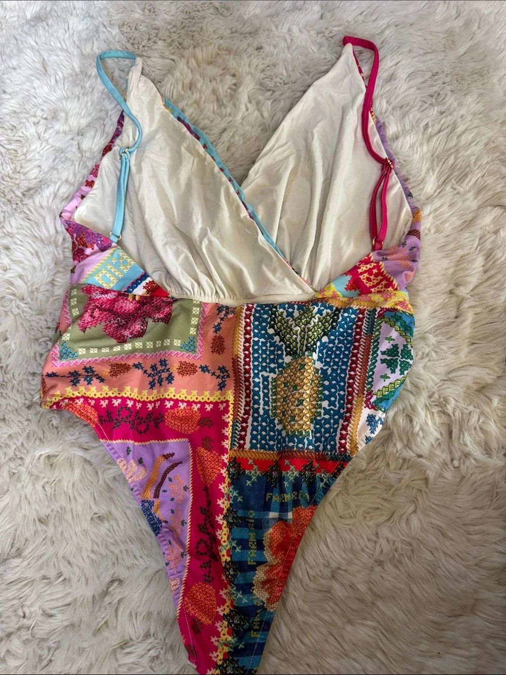 FARM Rio Multicolor Patchwork Floral One-Piece Swimsuit